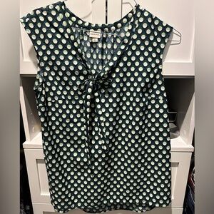 Merona green polka dot sleeveless blouse. Size Large